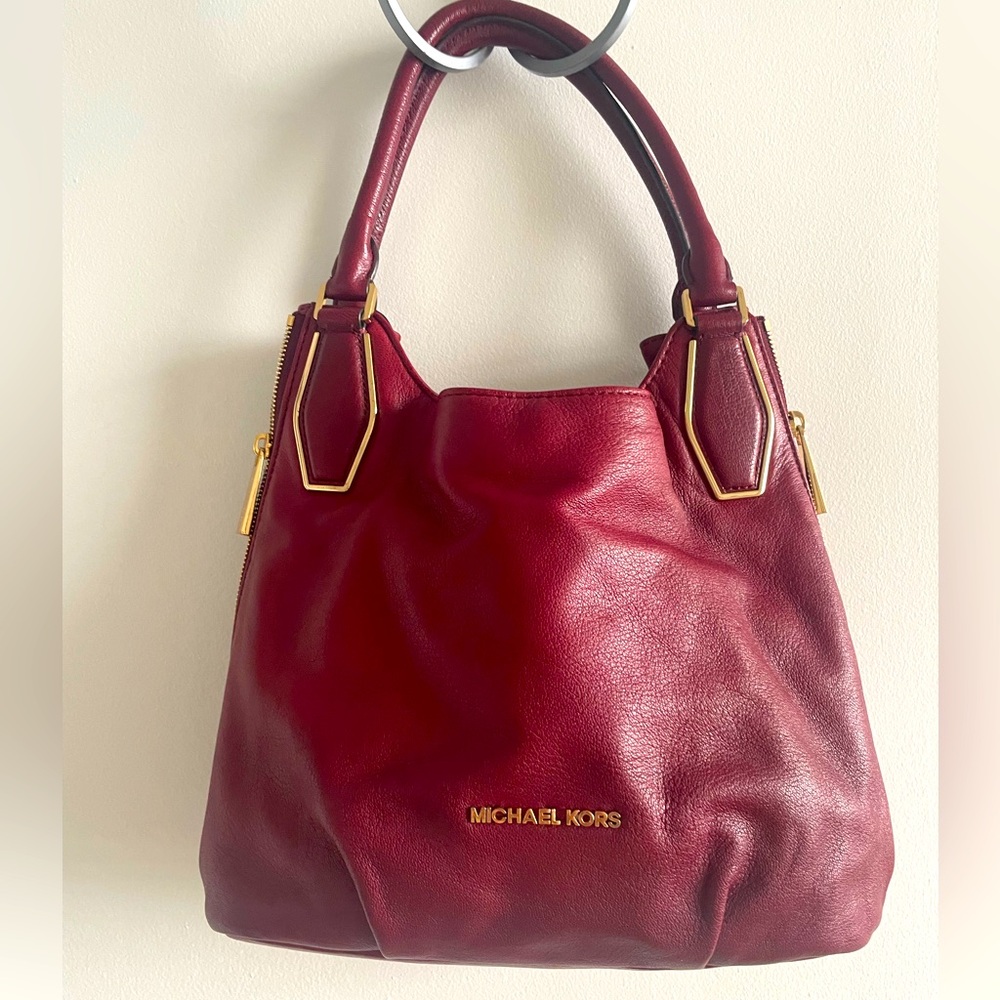 Michael Kors Burgundy Leather Shoulder Bag